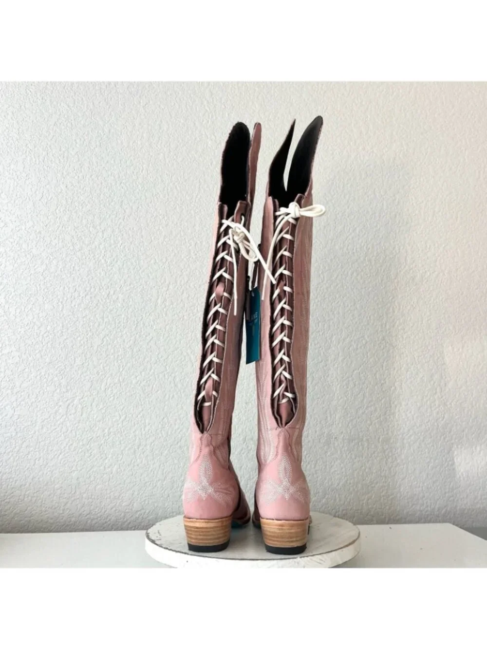 Lane LEXINGTON Over the Knee Cowboy Boots 7 Pink Western Cowgirl Snip Toe Size 7